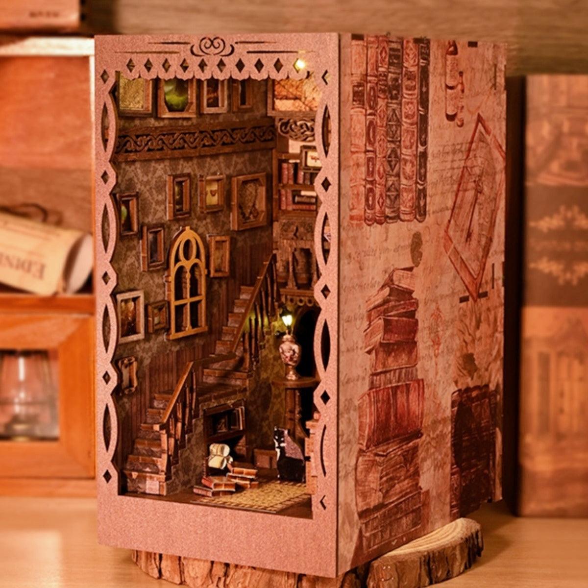bookstore themed diy book nook kit for bookshelf insert diorama miniature crafts