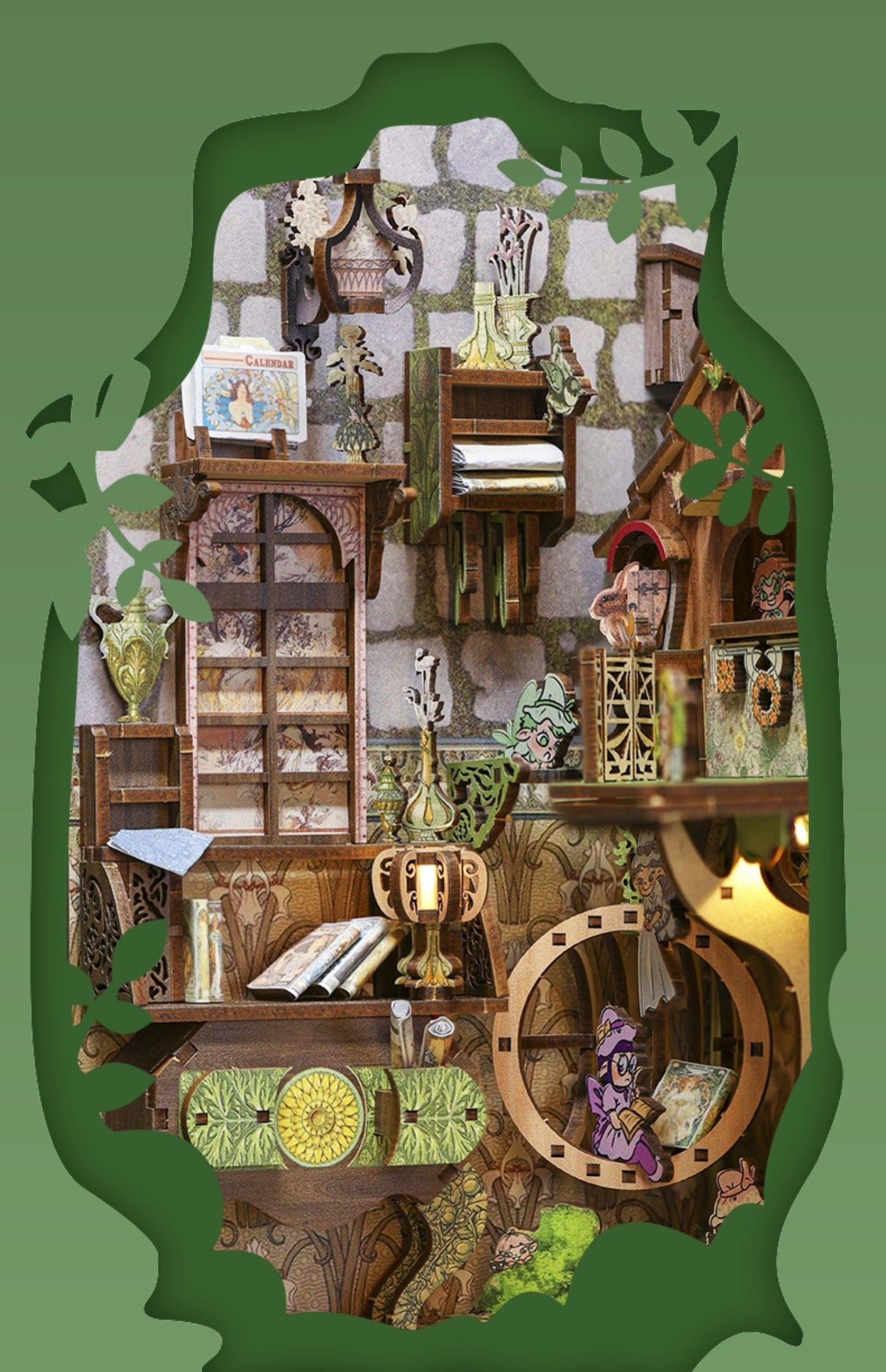 fairy elves themed diy book nook kit 3d puzzles for bookshelf insert miniature diorama