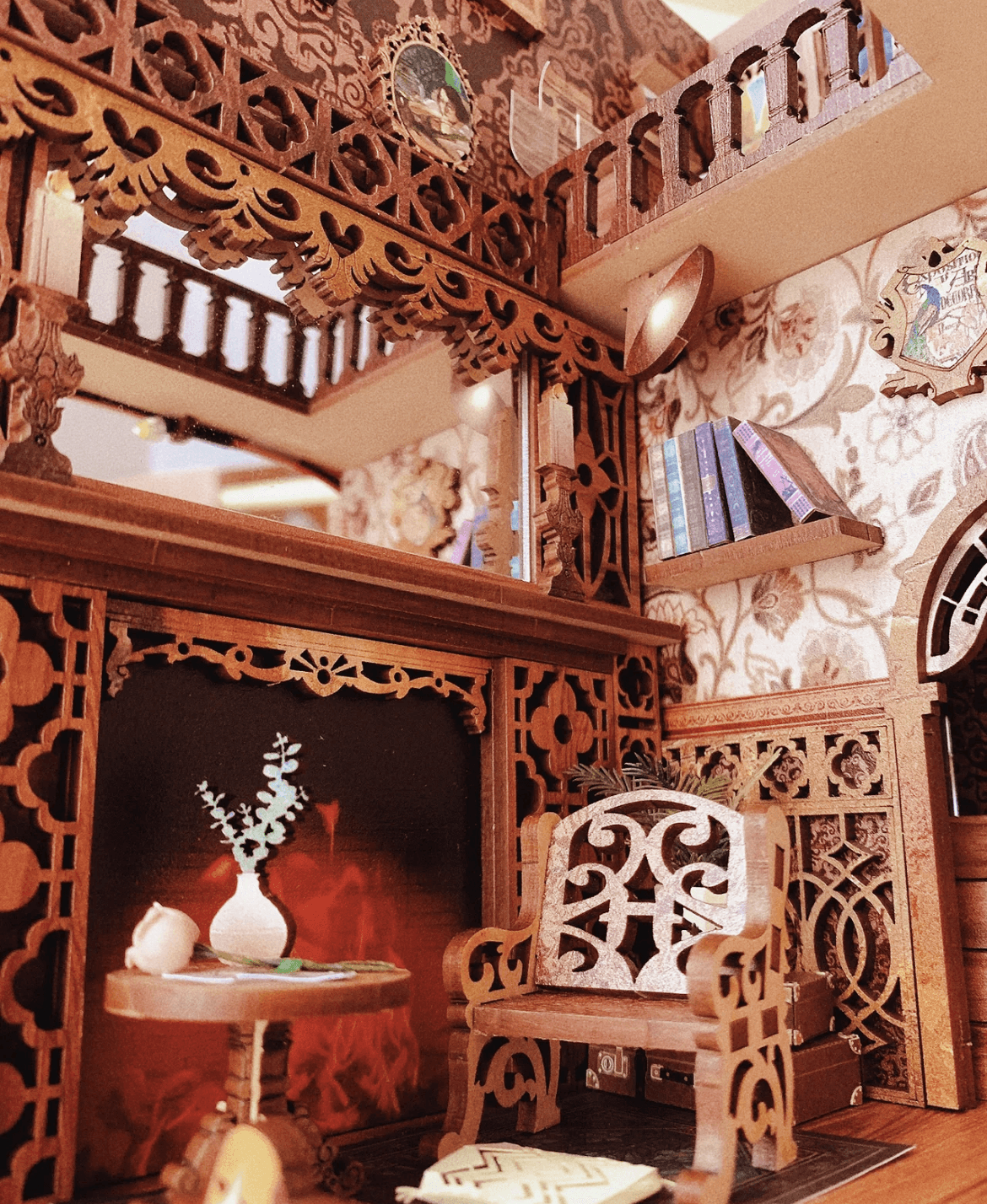 Eternal Bookstore DIY book nook kit - bookshelf insert diorama - miniature crafts - details