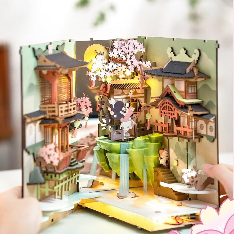 Falling Sakura - DIY Wooden Book Nook Kit - Tonecheer