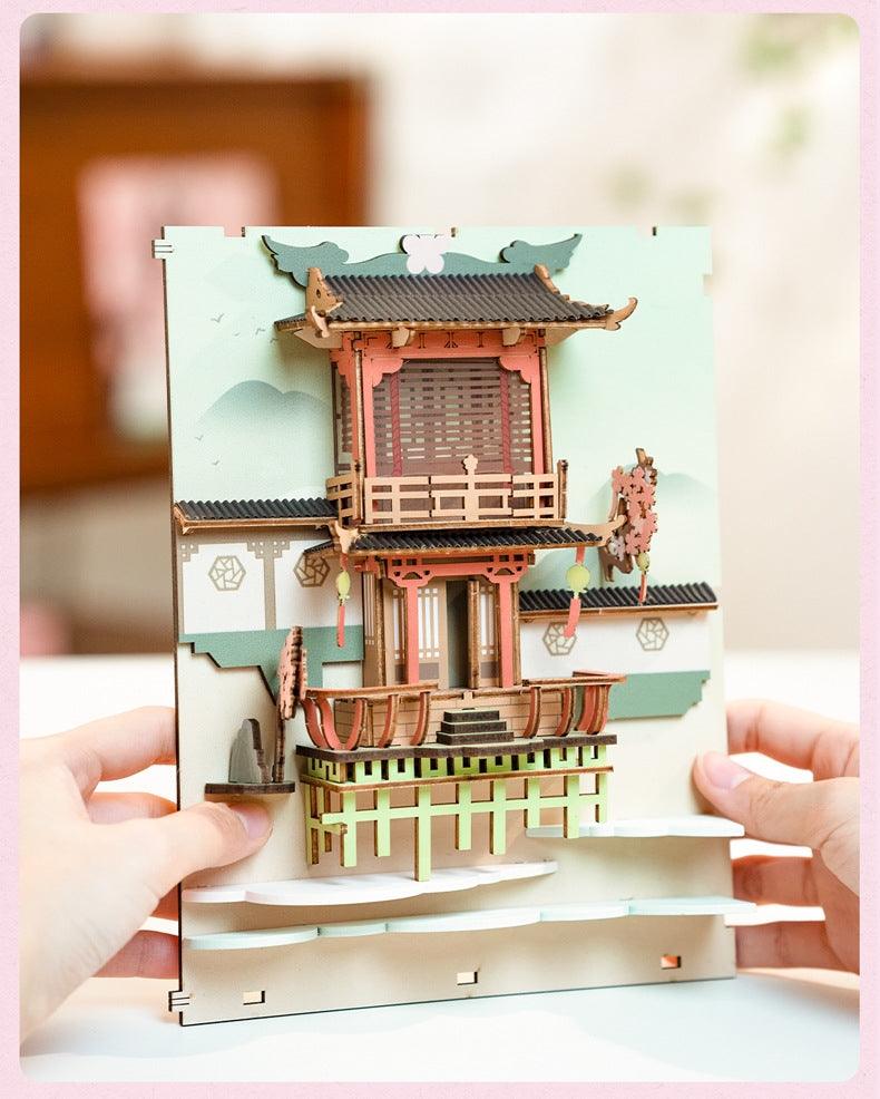 Falling Sakura - DIY Wooden Book Nook Kit - Tonecheer