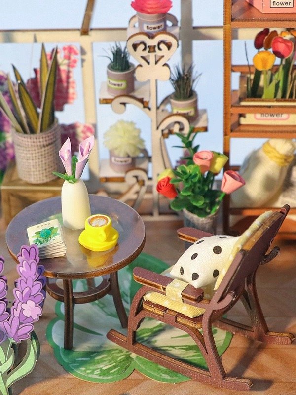 Garden House DIY Book Nook Kit - 3d wooden book end puzzles - bookshelf inert diorama - assembly miniature crafts