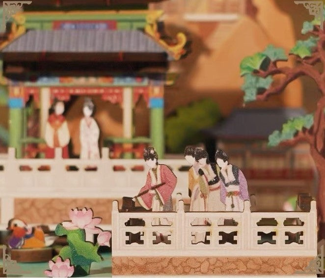 Grand View Garden Chinese Ancient Culture inspired DIY Wooden Music Box - miniature crafts - 3d wooden puzzles