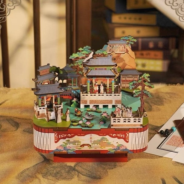 Grand View Garden Chinese Ancient Culture inspired DIY Wooden Music Box - miniature crafts - 3d wooden puzzles