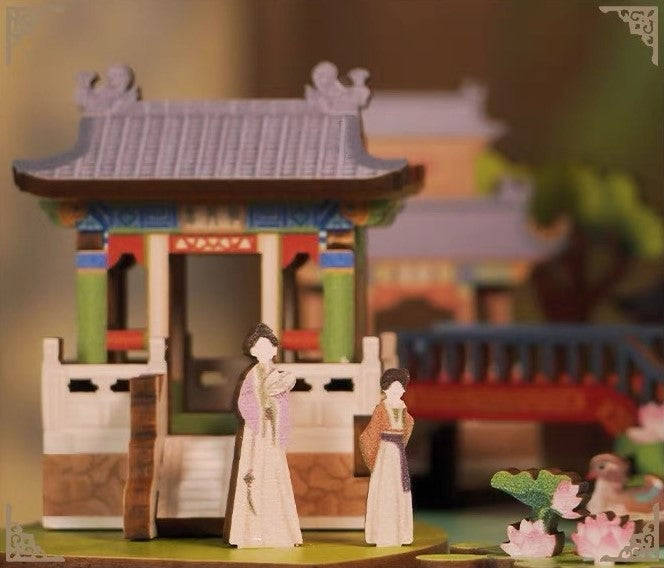 Grand View Garden Chinese Ancient Culture inspired DIY Wooden Music Box - miniature crafts - 3d wooden puzzles