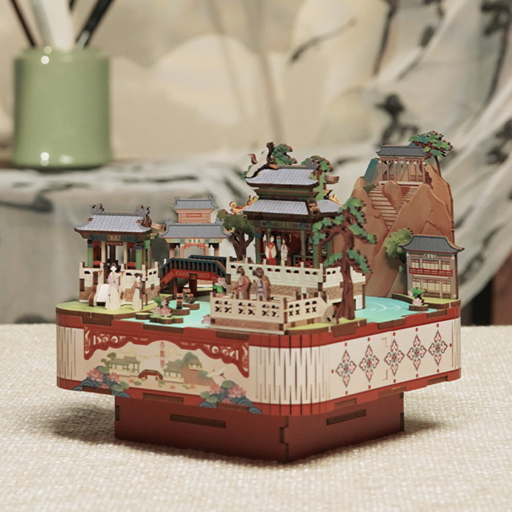 Grand View Garden Chinese Ancient Culture inspired DIY Wooden Music Box - miniature crafts - 3d wooden puzzles