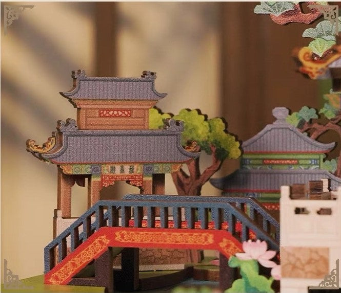 Grand View Garden Chinese Ancient Culture inspired DIY Wooden Music Box - miniature crafts - 3d wooden puzzles