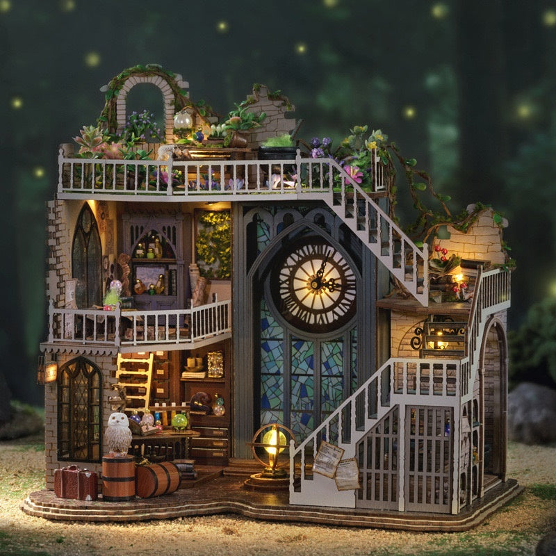 harry potter inspired Magic House DIY miniature house kit - wooden diorama - DIY Dollhouse Craft