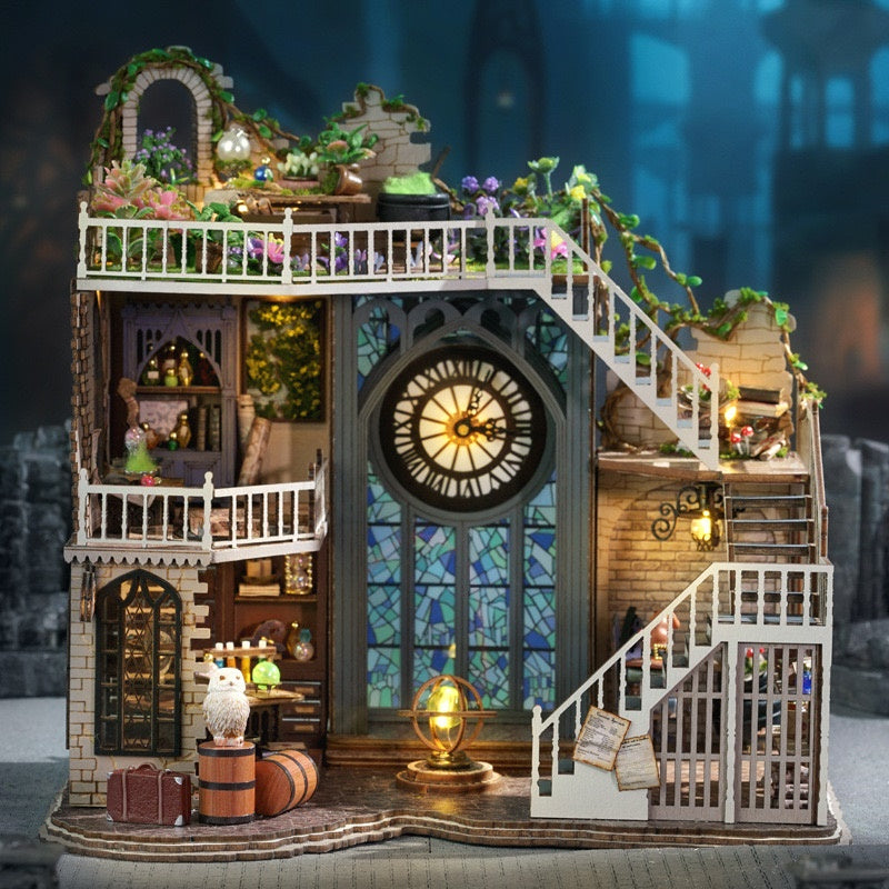 harry potter inspired Magic House DIY miniature house kit - wooden diorama - DIY Dollhouse Craft
