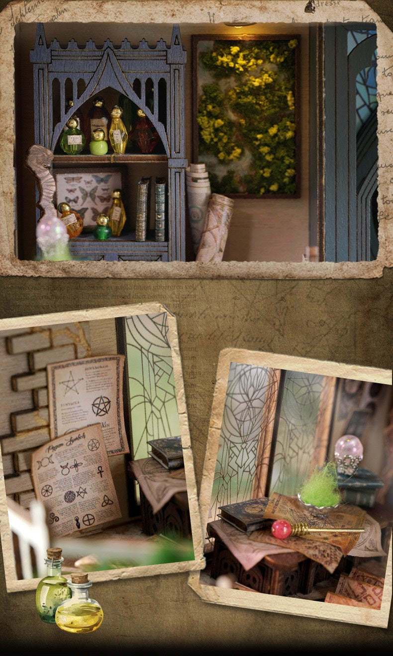 harry potter inspired Magic House DIY miniature house kit - wooden diorama - DIY Dollhouse Craft