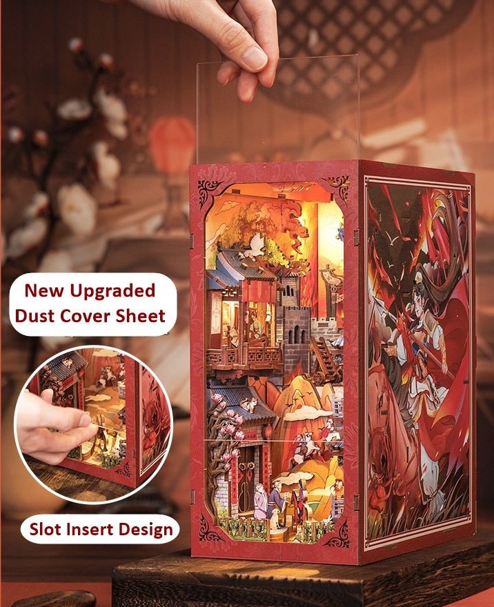 Mulan‘s Words DIY Book Nook Kit | 3D Wooden Puzzle Bookend | Bookshelf Insert Diorama | Miniature House | Book Stand