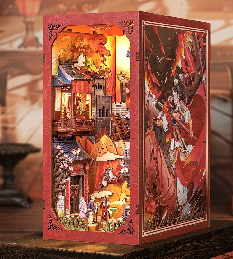 Mulan‘s Words DIY Book Nook Kit | 3D Wooden Puzzle Bookend | Bookshelf Insert Diorama | Miniature House | Book Stand