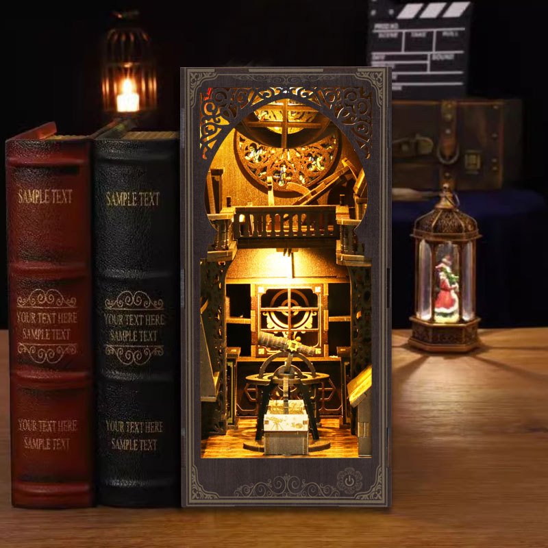 Astronomy Museum DIY Book Nook Kit - wooden bookend - 3d puzzles - bookshelf inert diorama - miniature house