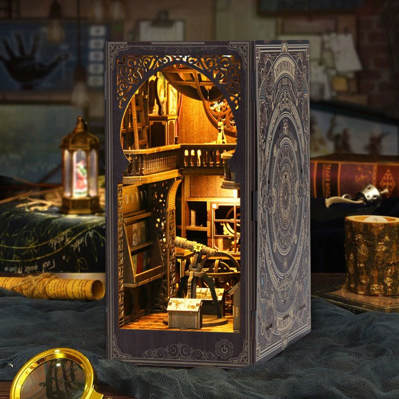 Astronomy Museum DIY Book Nook Kit - wooden bookend - 3d puzzles - bookshelf inert diorama - miniature house