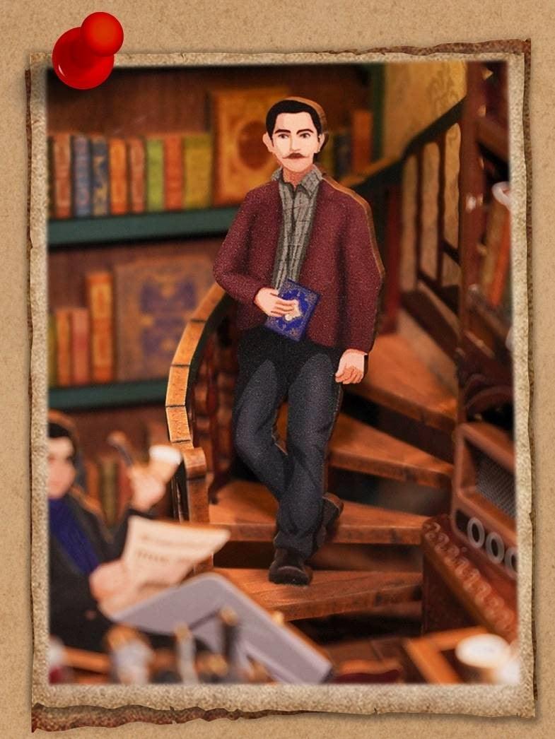 Sherlock Holmes Detective Agency DIY Book Nook Kit - Bookshelf Insert Diorama - 3D Wooden Bookend - Miniature Crafts
