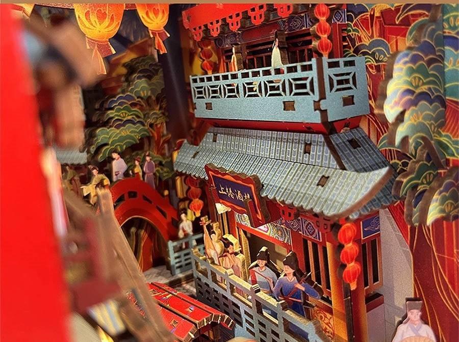 Song Dynasty Book Nook - DIY Kit - Bookshelf Insert Diorama - Miniature Crafts