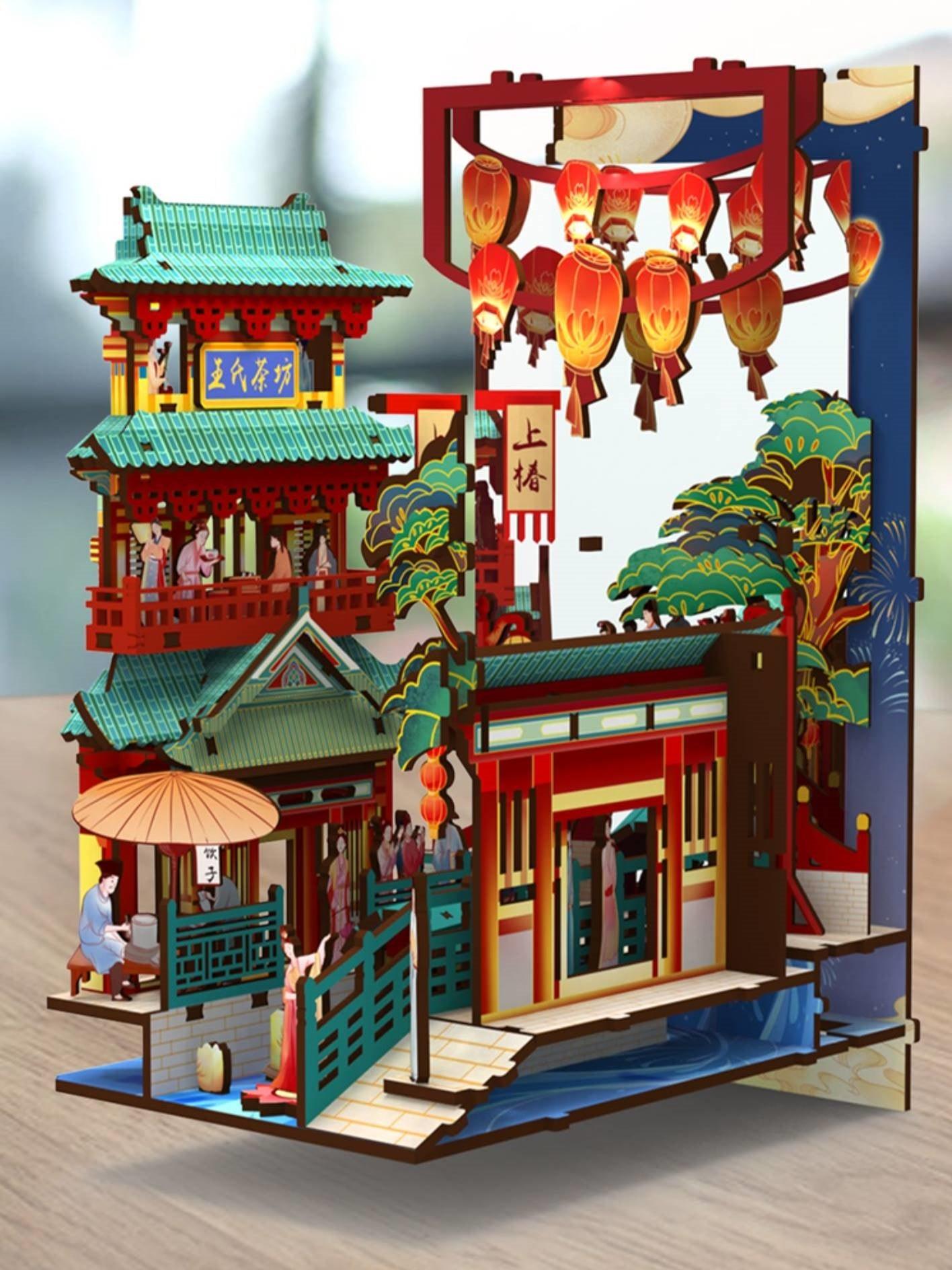 Song Dynasty Book Nook - DIY Kit - Bookshelf Insert Diorama - Miniature Crafts