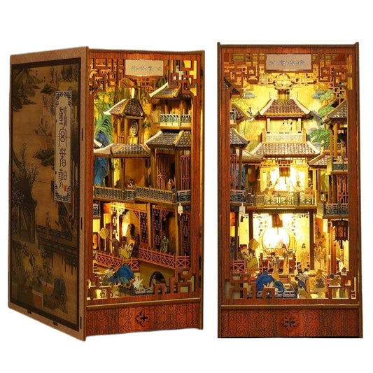 ancient Chinese palace inspired diy book nook alley kit for bookshelf insert diorama miniature