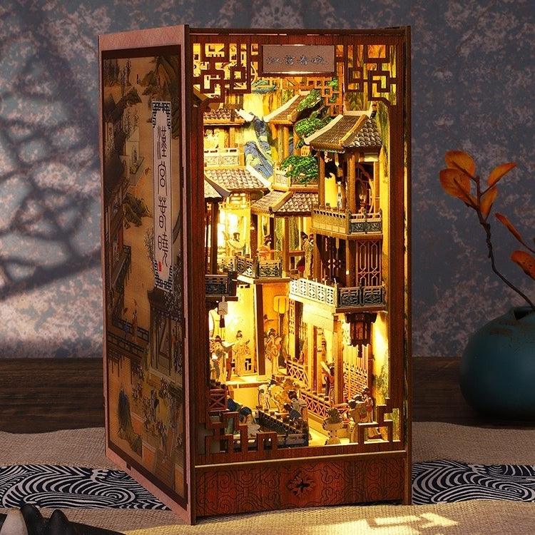 ancient Chinese palace inspired diy book nook alley kit for bookshelf insert diorama miniature