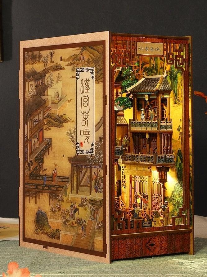 ancient Chinese palace inspired diy book nook alley kit for bookshelf insert diorama miniature
