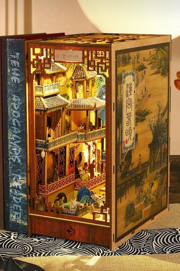 ancient Chinese palace inspired diy book nook alley kit for bookshelf insert diorama miniature