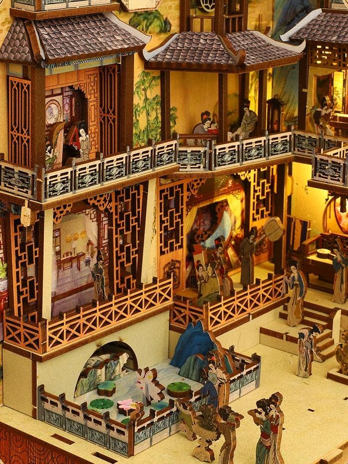 ancient Chinese palace inspired diy book nook alley kit for bookshelf insert diorama miniature