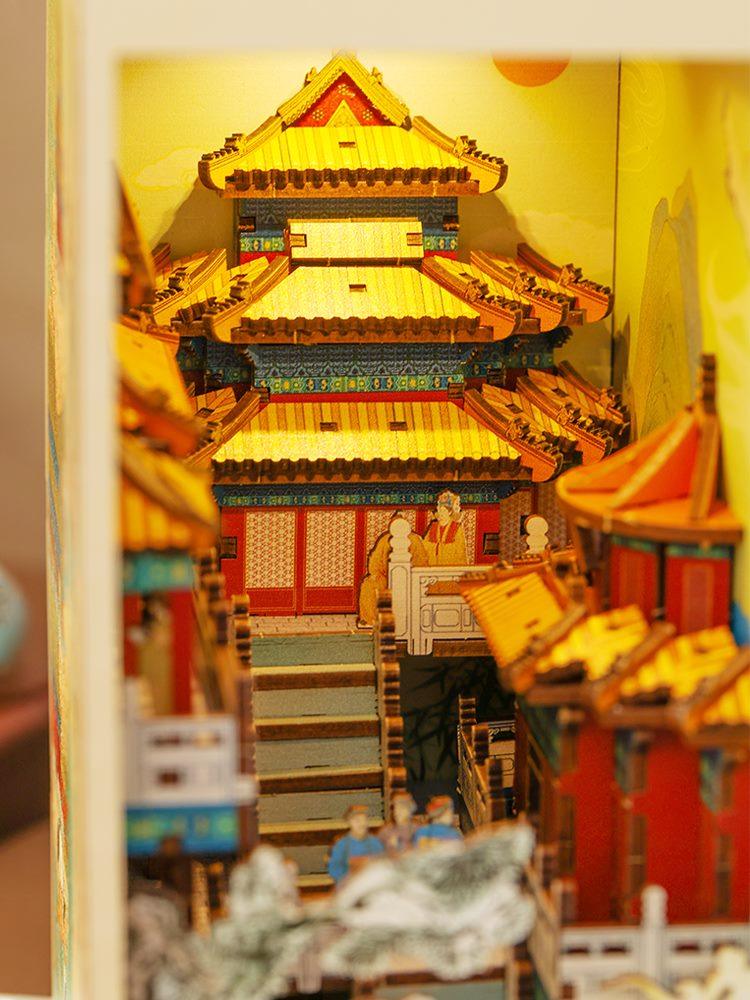 The Imperial Palace DIY Book Nook Kit, bookshelf insert decor, miniature house, 3d wooden puzzles bookend - details
