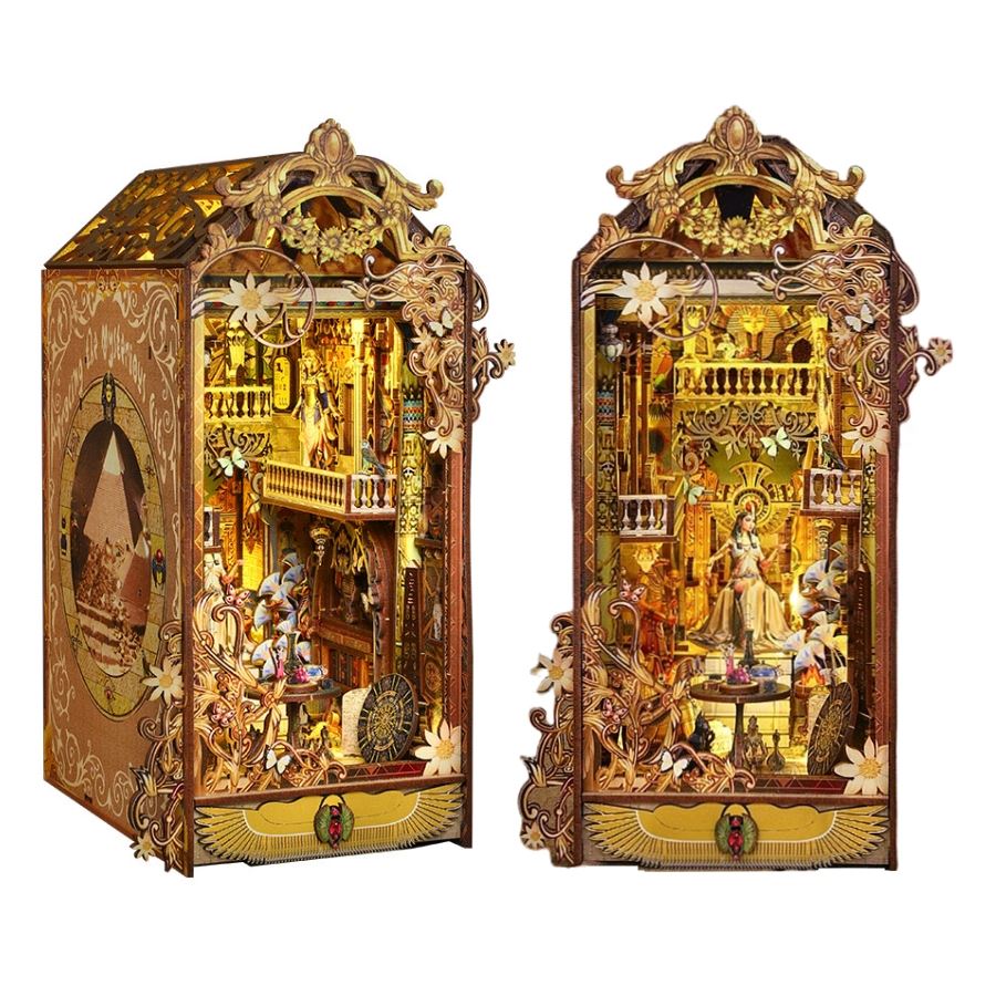 Tracing Egypt DIY Book Nook Kit - 3D Wooden Bookend - Bookshelf Insert Diorama - Miniature Crafts