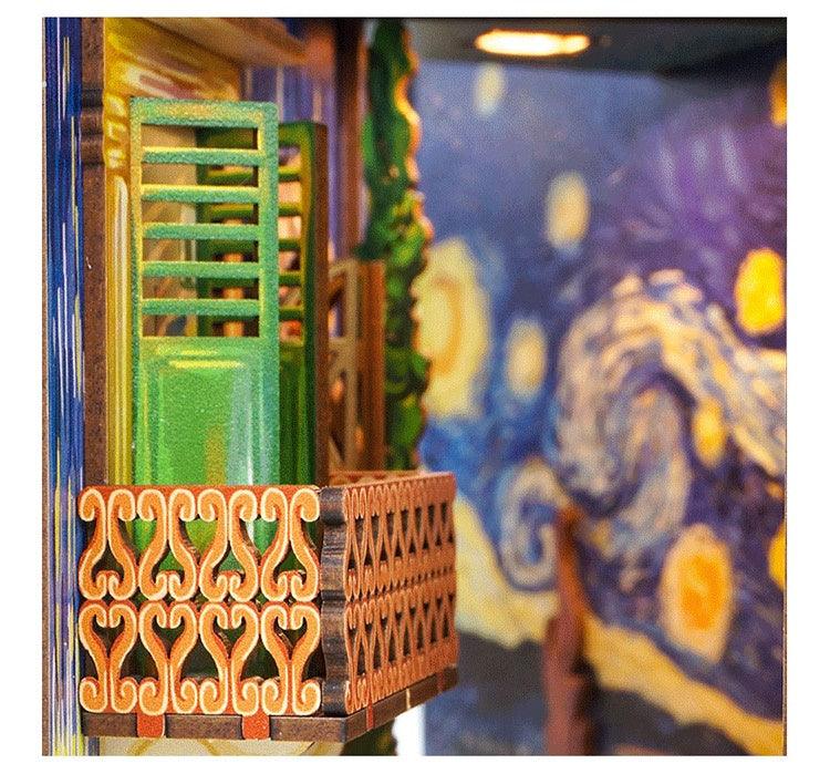Van gogh diy book nook kit shelf insert diorama miniature crafts