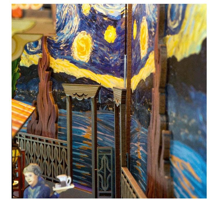 Van gogh diy book nook kit shelf insert diorama miniature crafts