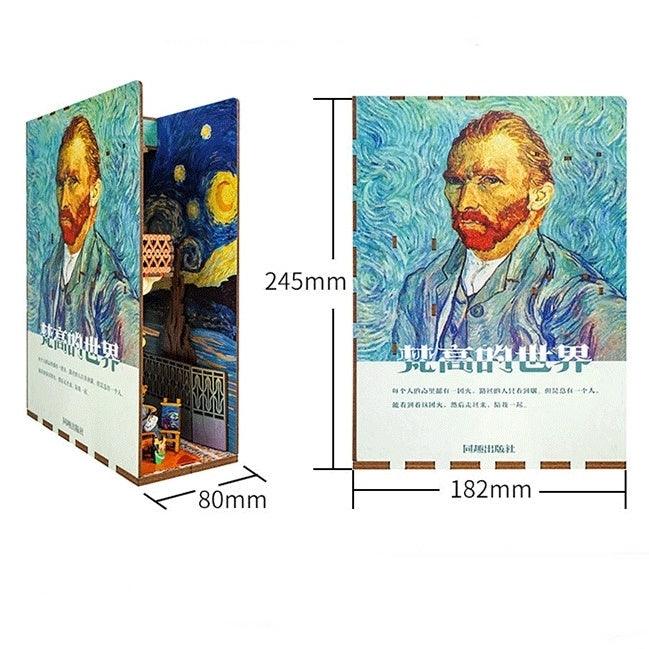 Van gogh diy book nook kit shelf insert diorama miniature crafts