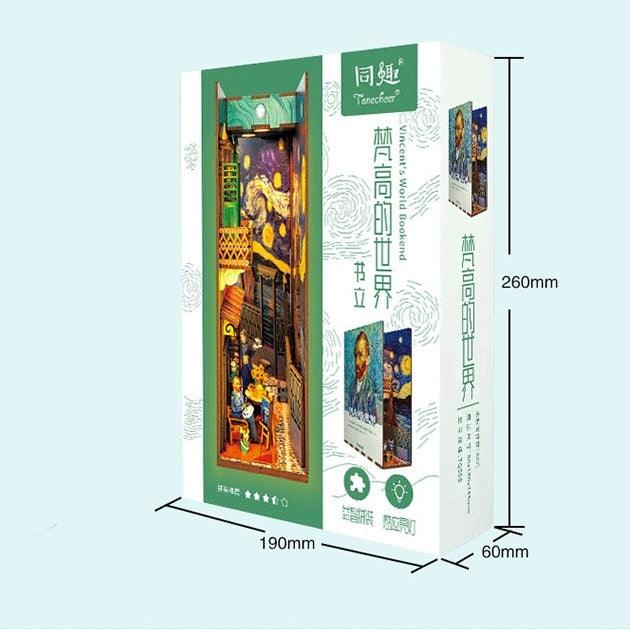 Van gogh diy book nook kit shelf insert diorama miniature crafts