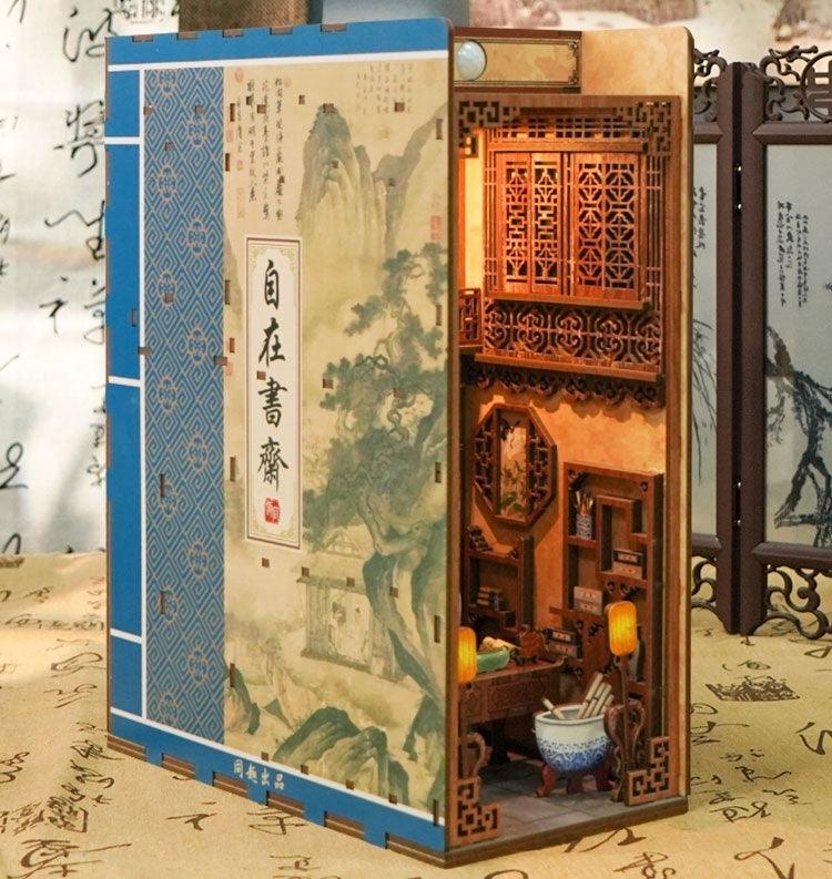 Chinese study room inspired diy book nook kit for bookshelf insert