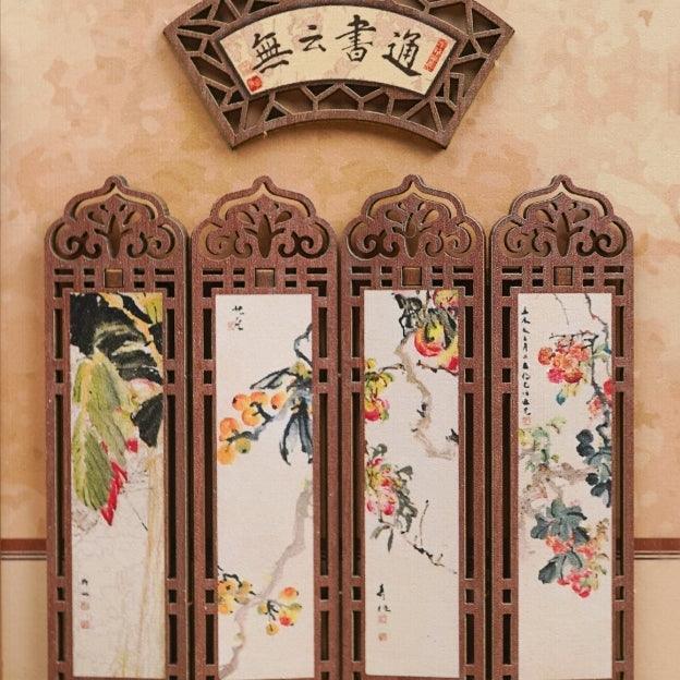 Chinese study room inspired diy book nook kit for bookshelf insert