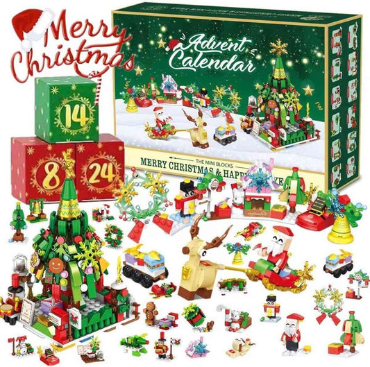 spread out Christmas Tree Advent Calendar 24 Days Countdown Building Blocks Set