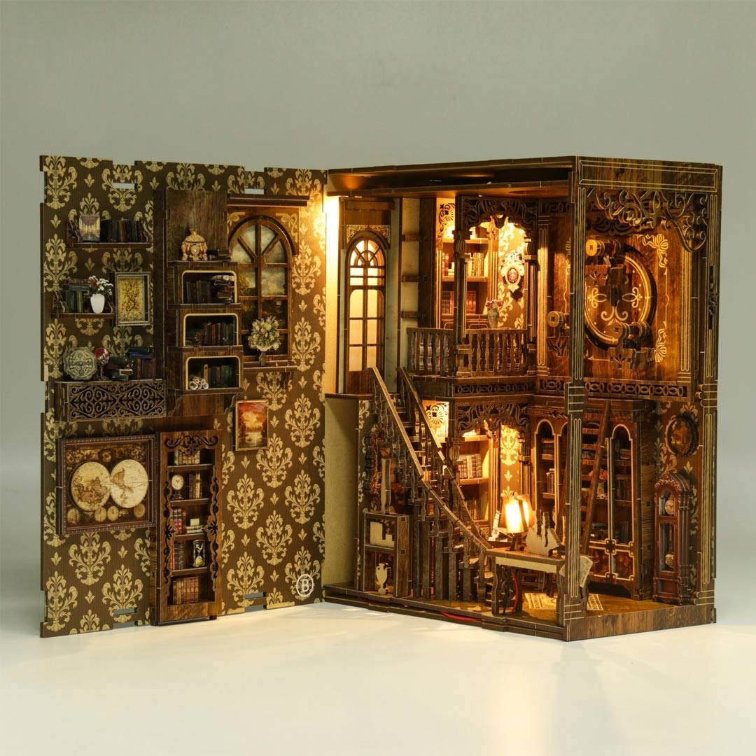 image displaying the interior structure design of the assembled Ancient Book DIY Book Nook Kit