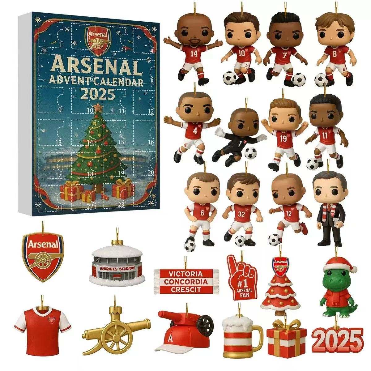 Arsenal 2025 advent calendar with figurines and decorations