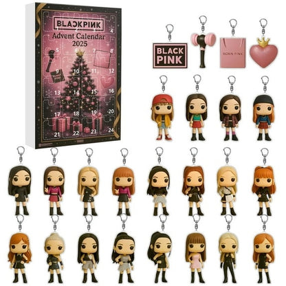Blackpink advent calendar with keychains on a white background