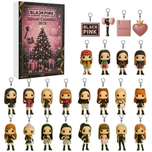 Blackpink advent calendar with keychains on a white background