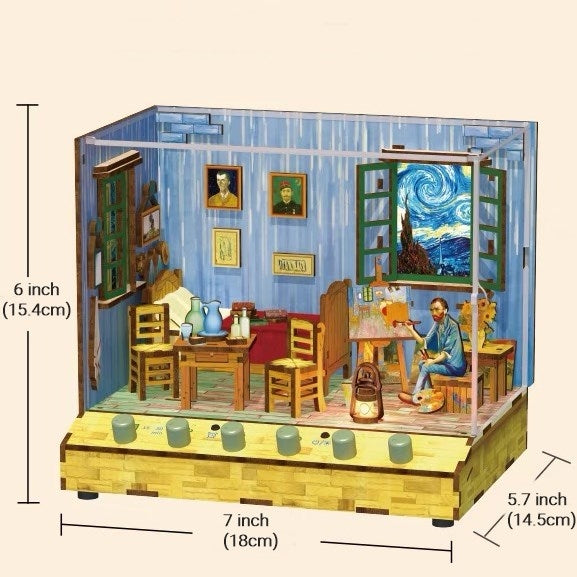 Vincent Van Gogh Bedroom in Arles DIY Miniature House Kit | Dollhouse | 3D Wooden Puzzles