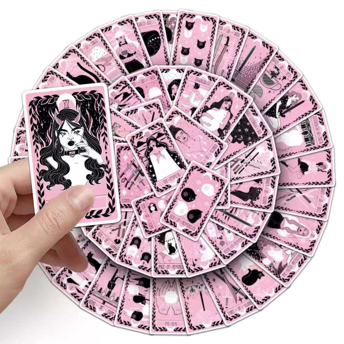 Black Pink Tarot Card Sticker Pack