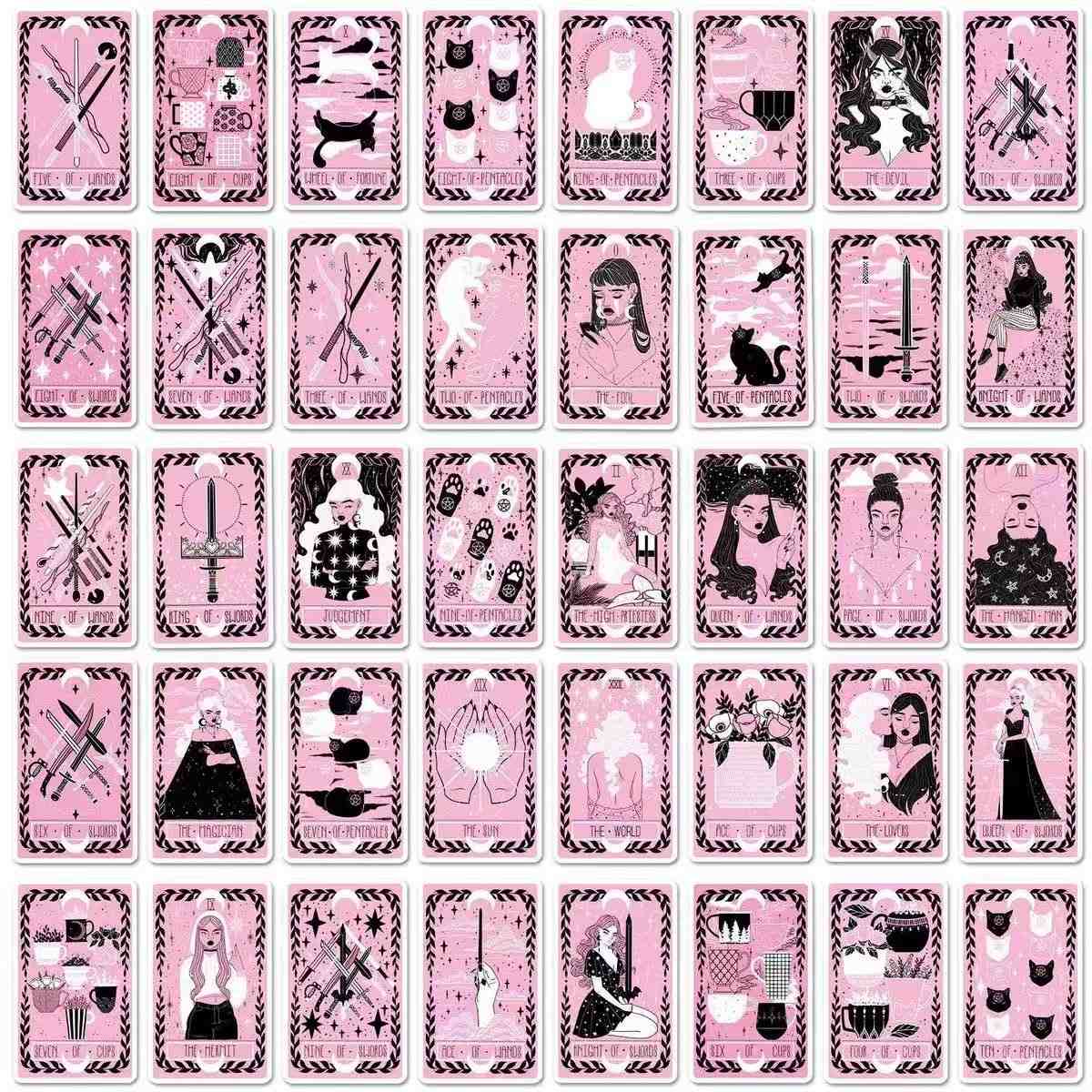 Black Pink Tarot Card Sticker Pack