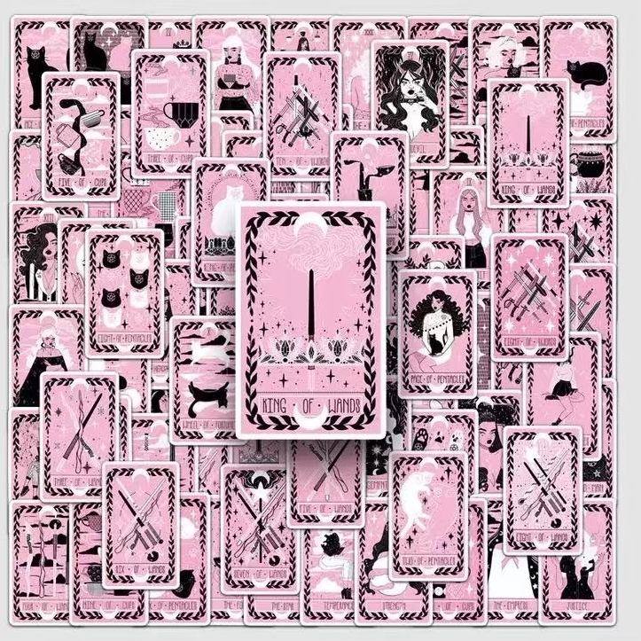 Black Pink Tarot Card Sticker Pack