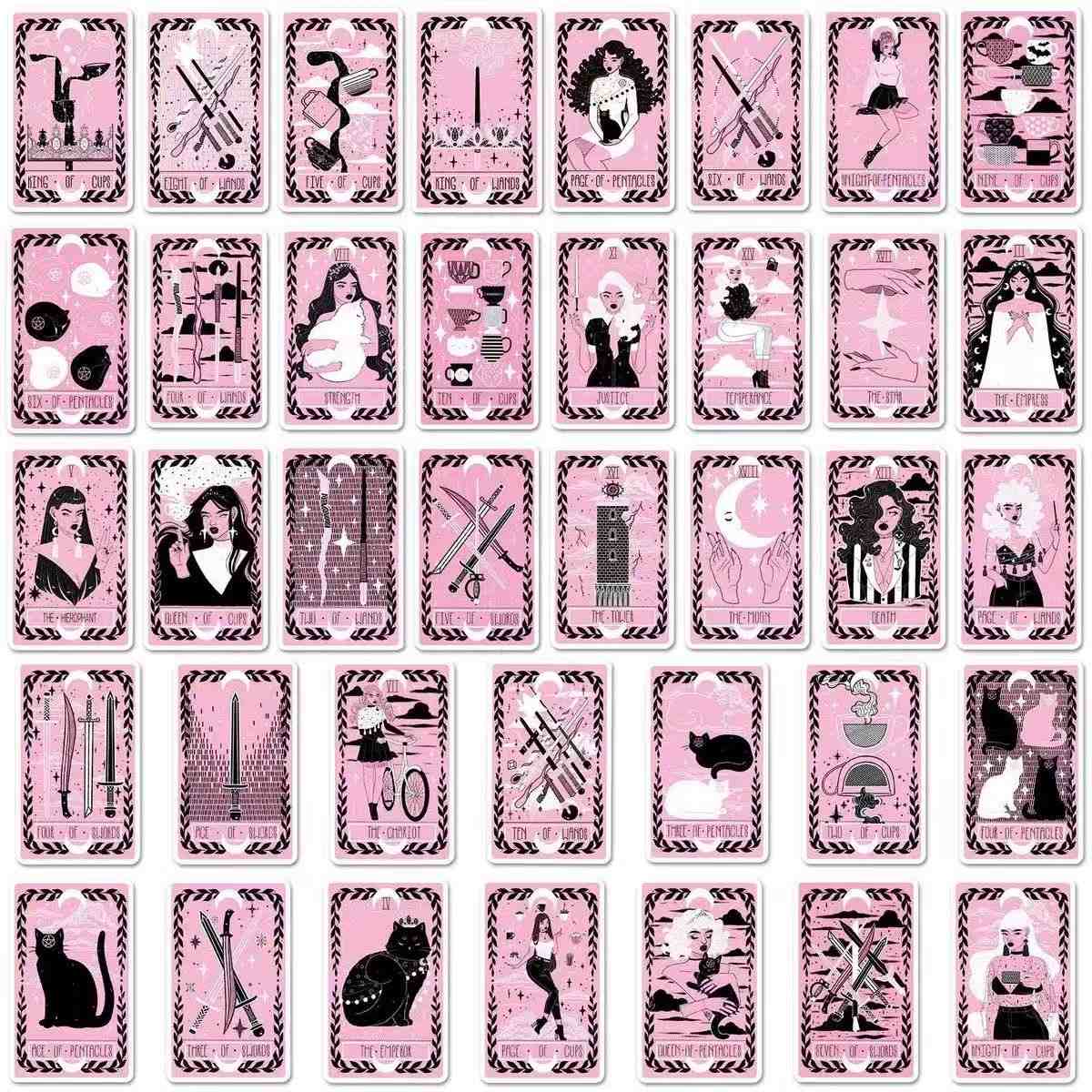 Black Pink Tarot Card Sticker Pack