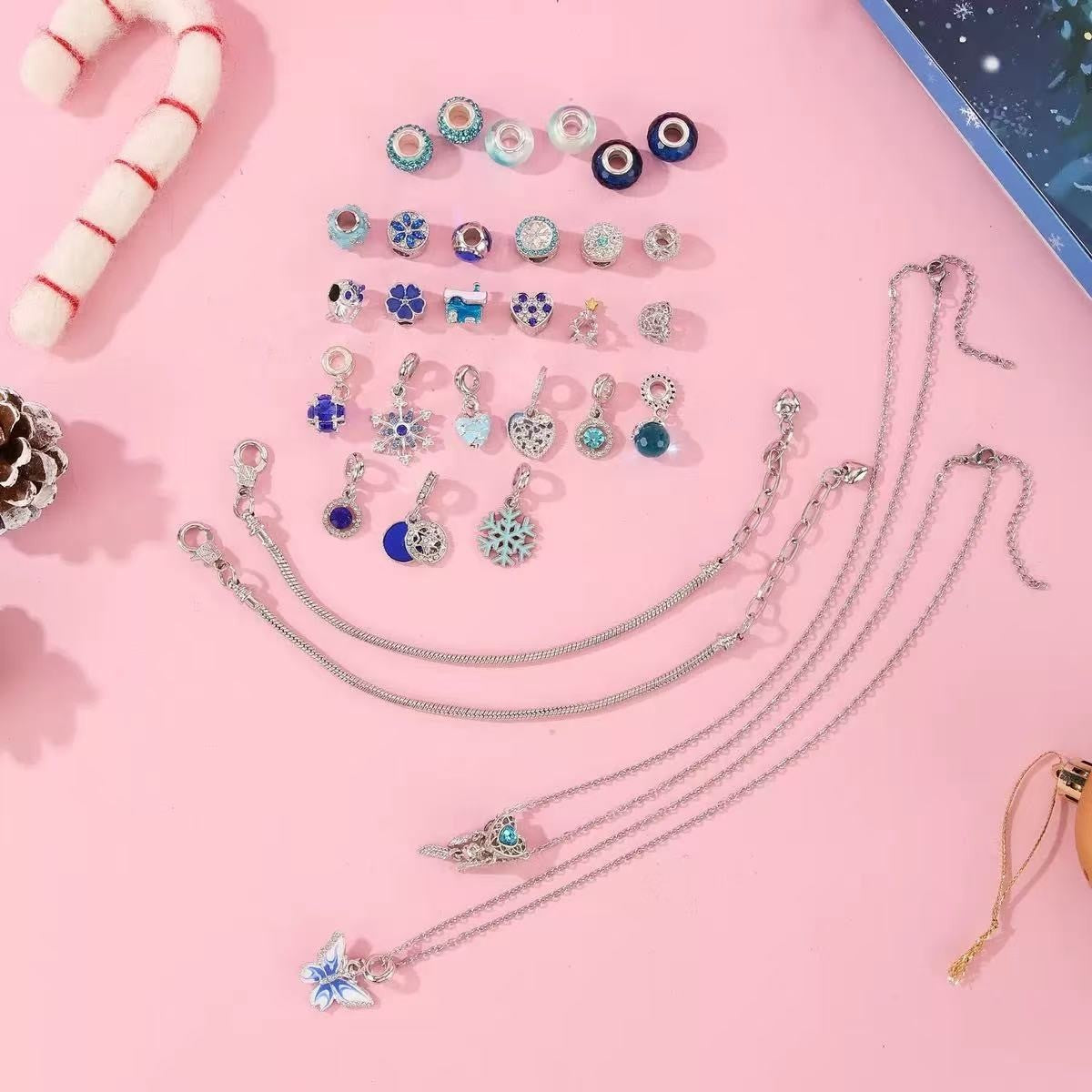Blue Christmas Advent Calendar DIY Jewelry Set