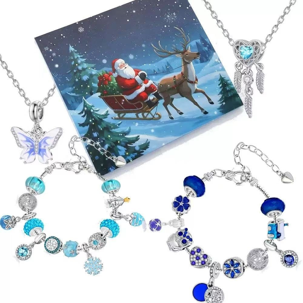 Blue Christmas Advent Calendar DIY Jewelry Set