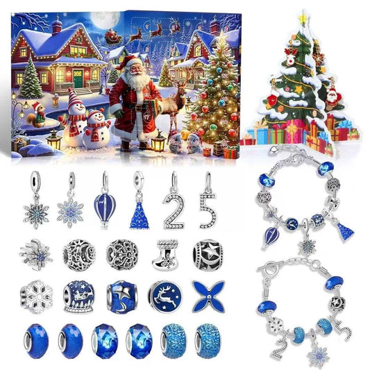 Blue Snowflake Christmas Advent Calendar Bracelet Set 2025
