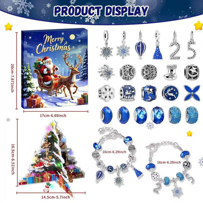 Blue Snowflake Christmas Advent Calendar Bracelet Set 2025