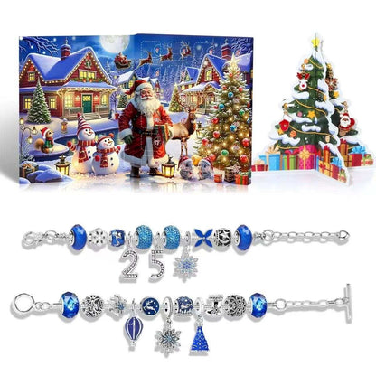 Blue Snowflake Christmas Advent Calendar Bracelet Set 2025