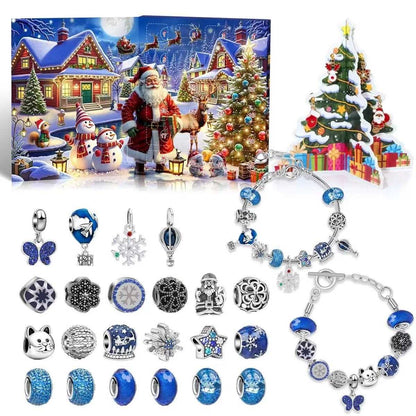 Blue Snowflake Christmas Advent Calendar Bracelet Set 2025